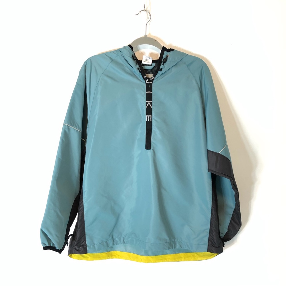 Nike Teal and Black Pullover Windbreaker with Yellow Trim